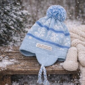 TBBC The Beaufort Bonnet Company Snowflake Knit Pom Pom Hat | Light Blue | 6–18M